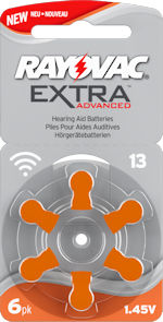 13AE (ORANGE tab) hearing aid batteries. 
<B>Capacity:</b> 300mAh
6 batteries per card.
Best before date: 11/2019