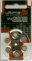 Ultima Plus Zinc Air  U312AE (Brown Tab) 170mAh hearing aid batteries.